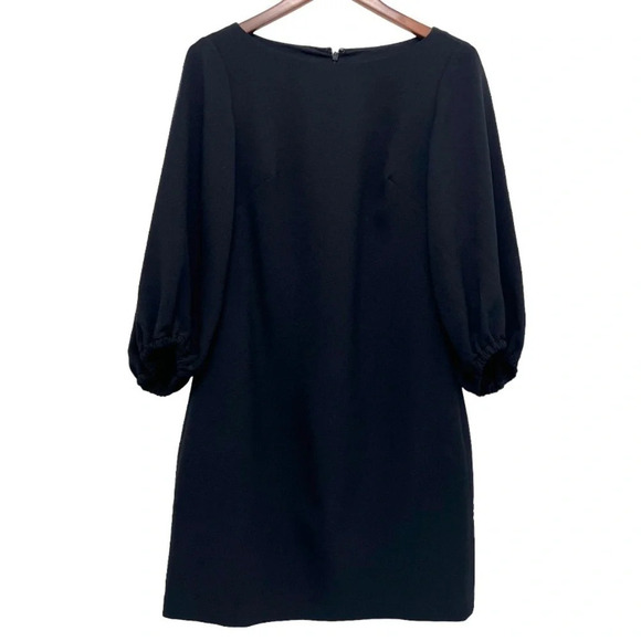 Eliza J Balloon Sleeve Shift Dress Boatneck Black Bussiness Casual Preppy Size 0 - Picture 2 of 9